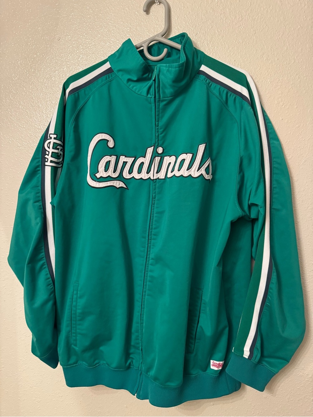 Stitches Teal Track Jacket with White & Dark Green Stripes